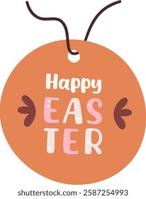 Happy Easter Tag Craft Paper Vector Illustration