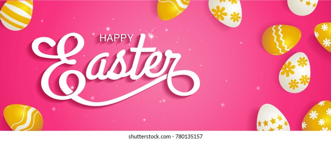 happy Easter, Template Banner, Vector Illustration.