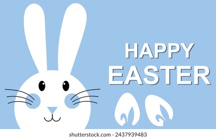  Happy easter template with blue, white rustic floral eggs, dotted background. Vector illustration. Design layout for invitation, card, menu, flyer, banner, poster, voucher. template for Easter.