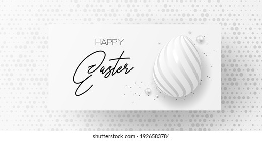 Happy easter template with eggs, dotted gold background. Vector illustration. Design layout for invitation, card, menu, flyer, banner, poster, voucher. Elegant design