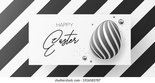 Happy easter template with eggs, dotted gold background. Vector illustration. Design layout for invitation, card, menu, flyer, banner, poster, voucher. Elegant design