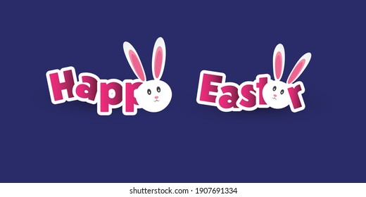 Happy Easter Template With Funny Bunnies