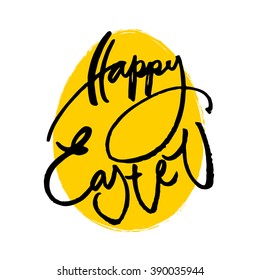 Happy easter. Template Easter greeting card. Easter egg. Easter lettering. Easter background. Easter illustration. Handwriting inscription.