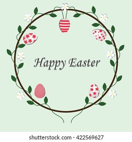 Happy Easter. template poster for greetings or scrapbook. Cute vector illustration