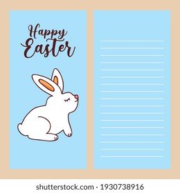 happy easter templates with white rabbit. vector illustration