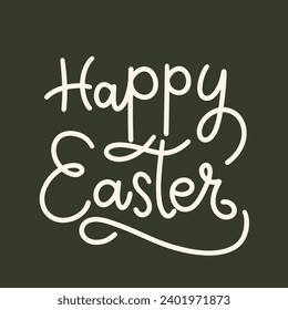 Happy Easter text banner. Handwriting inscription, Happy Easter color square composition. Hand drawn vector art 