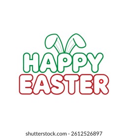 Happy Easter Text with Bunny Ears Icon – Festive Holiday Greeting Design