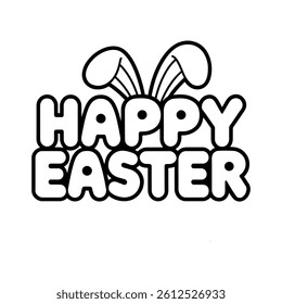 Happy Easter Text with Bunny Ears Icon – Festive Holiday Greeting Design