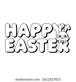 Happy Easter Text with Bunny Ears Icon – Festive Holiday Greeting Design