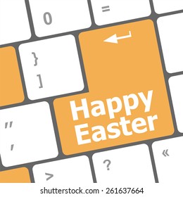 Happy Easter Text Button On Keyboard Keys, Vector Keyboard