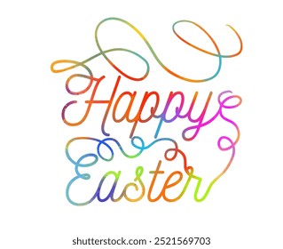 Happy Easter text color. hand drawn. Not AI, Vector illustration.