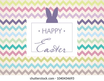 Happy Easter Text Design with Easter Pastel Background - Vector Illustration Isolated