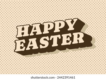 Happy easter. Text effect banner design in eye catching colors and 3 dimension style