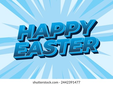 Feliz Pascua. Diseño de banner de efecto de texto en colores llamativos y estilo de 3 dimensiones