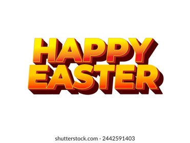 Happy easter. Text effect banner design in eye catching colors and 3 dimension style