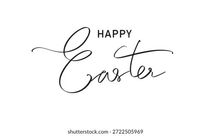 Happy easter text font calligrahy hand written lettering script black color object icon happy easter day april month rabbit spring greeting card celebration happy easter gift banner poster easter egg 