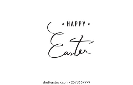 Happy easter text font calligraphy hand written lettering script black color egg happy easter day springtime season celebration festival event april month march 2025 year rabbit bunny symbol sign art