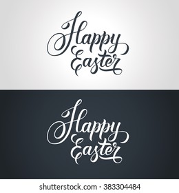 Happy Easter text hand-lettering. Handmade vector calligraphy collection