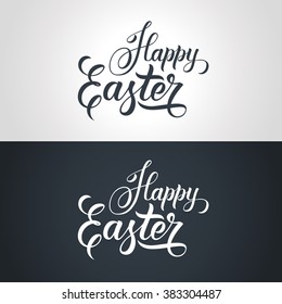 Happy Easter text hand-lettering. Handmade vector calligraphy collection