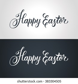 Happy Easter text hand-lettering. Handmade vector calligraphy collection