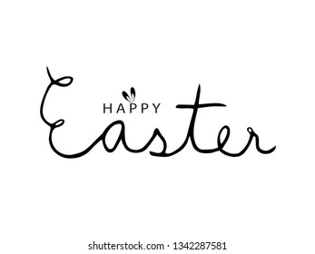 Happy Easter Text Handwritten Typography Vector illustration