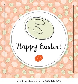Happy Easter text, holiday greeting card. Typography on background, lettering. Spring celebration vector illustration. 