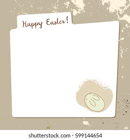 Happy Easter text, holiday greeting card. Typography on background, lettering. Spring celebration vector illustration. Copy space for text insertion.