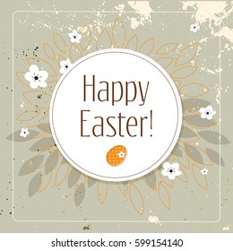 Happy Easter text, holiday greeting card. Typography on background, lettering. Spring celebration vector illustration. 