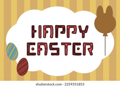Happy Easter text and illustration greeting card material