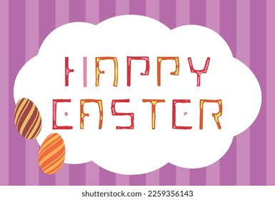 Happy Easter text and illustration greeting card material