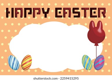 Happy Easter text and illustration greeting card material