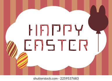 Happy Easter text and illustration greeting card material