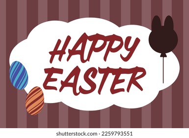 Texto de pascua feliz e ilustración material de tarjeta de saludo