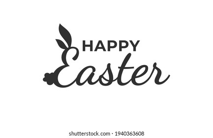 Grabación de texto de Pascua feliz con ilustración conejita aislada en fondo blanco. Usable para tarjeta de felicitación, banner y fondo.