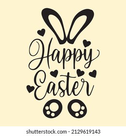 Grabación de texto de Pascua feliz con ilustración conejita aislada en fondo blanco. Usable para tarjeta de felicitación, banner y fondo.
