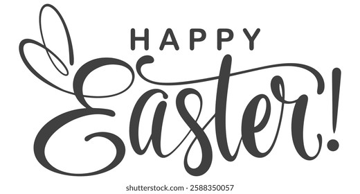 Happy easter text lettering . Handmade calligraphy vector illustration. Easter day card