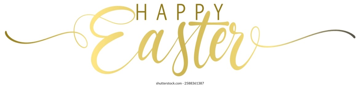 Happy easter text lettering . Handmade calligraphy vector illustration. Easter day card