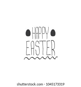 happy easter text lettering isolated on white. vector Happy Easter doodle typography background with greeting text and egg.