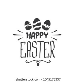 happy easter text lettering isolated on white. vector Happy Easter doodle typography background with greeting text and egg.