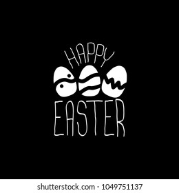 happy easter text lettering isolated on white. vector Happy Easter doodle typography background with greeting text and egg.