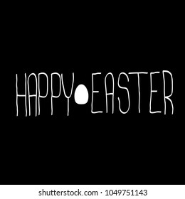 happy easter text lettering isolated on white. vector Happy Easter doodle typography background with greeting text and egg.