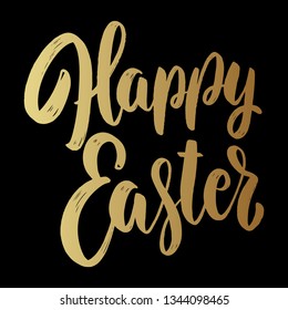 Happy Easter text. lettering phrase for Easter holidays greeting card, invitation, banner, postcard, web, poster template. Vector illustration