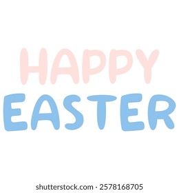 Happy easter text lettering. Vector season greeting. Greeting card templte. 