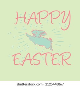 Happy Easter text as Pascha logotype, image and icon eggs. 
Cute bunny vector illustration,bunny hand drawn.Drawn Resurrection Sunday postcard, card, invitation, poster, banner template lettering 
