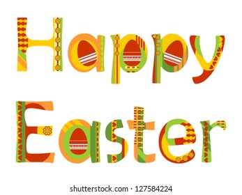 Happy Easter Text Pattern, Vector Version