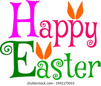Happy Easter Text with Rabbit ears