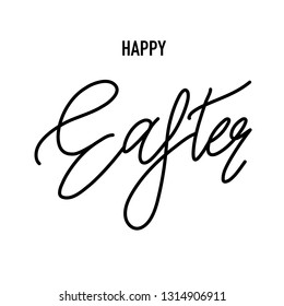 Happy Easter text and rabbit , Vector illustration