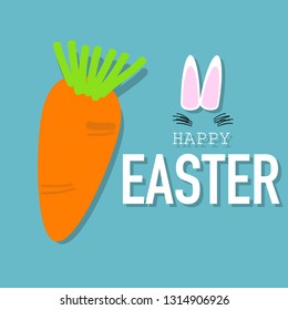 Happy Easter text and rabbit, Vector illustration