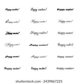 Happy Easter, text set. Happy Easter day. Hand drawn calligraphy and brush pen lettering. Modern design for greeting card