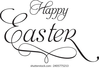 Happy Easter text sign design laser cut holiday swirl